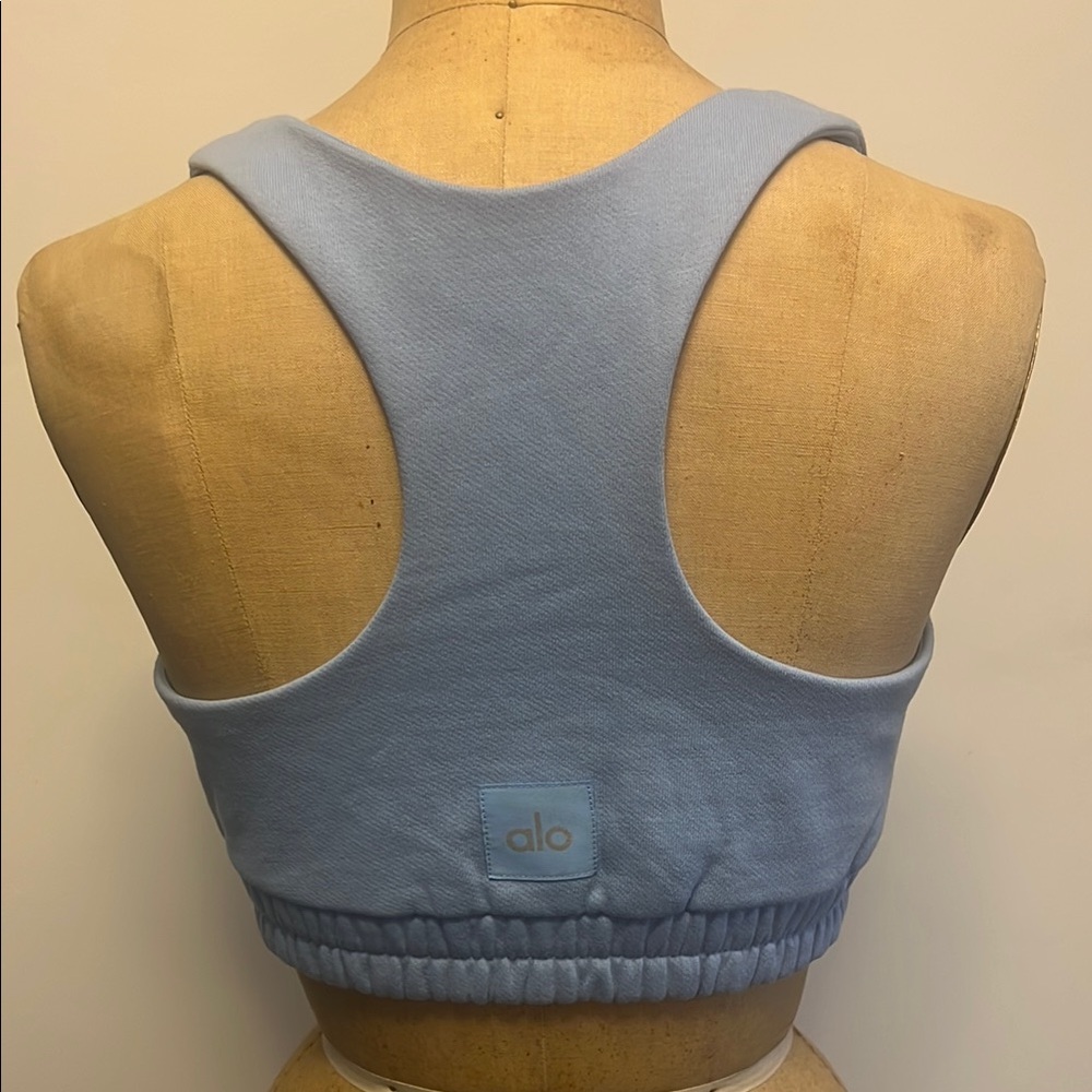 Alo Yoga Baby Blue Racerback Scoop Neck Sweatshirt Bra S Like New - Picture 2 of 5